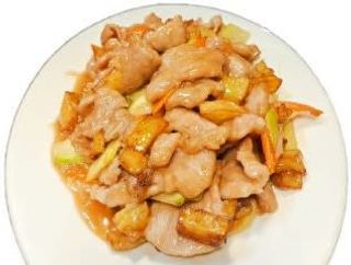 55. Свинско на метална плоча със зеленчуци (700г)