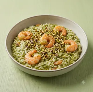 Risotto con gamberi Rosa all'arancio e ricotta