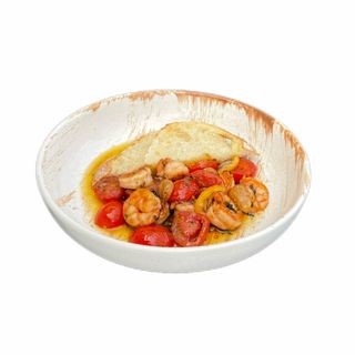 Креветки з томатами чері смажені в ароматному маслі (220/50г)