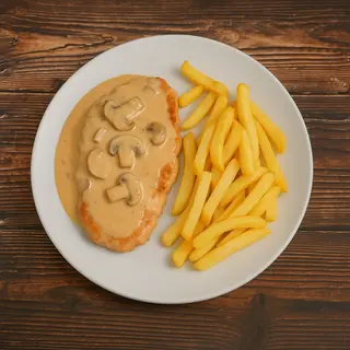 Escalopa Plancha con Salsa Normandía