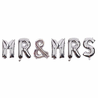 Set Baloane Litere Mr&Mrs Argintiu