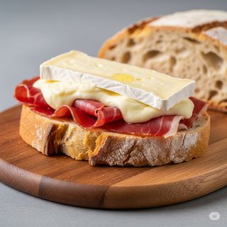 Tostada Jamón Con Tomate Y Queso Brie