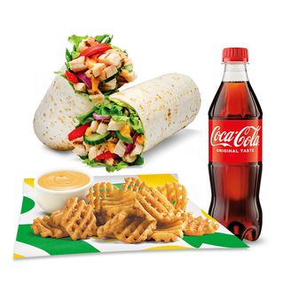 Zestaw wrap + duża porcja frytek waflowych + napój