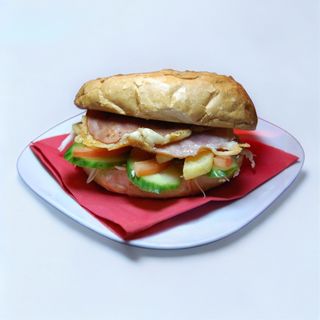 Сандвич в питка с бекон, кашкавал и салата