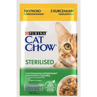 CAT CHOW Sterilized з куркою та баклажанами в желе, 85г