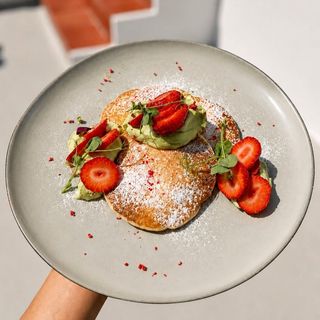 Strawberry Matcha Pancakes
