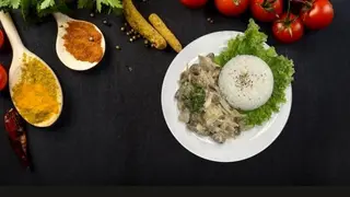 Говядина с грибами в сливочном соусе(рис не прилагается)