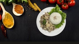 Говядина с грибами в сливочном соусе(рис не прилагается)