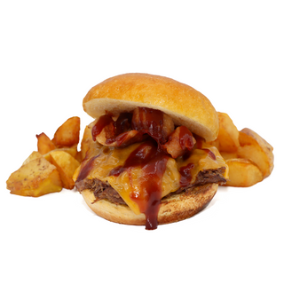 Hamburguesa Pulled Pork de Carrillera 100% Ibérica con Patatas