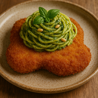 Milanese loca con pasta a scelta al pesto 