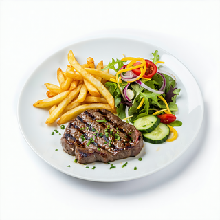 Churrasco, Patatas Fritas Y Ensalada