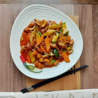 76 Piletina sa povrćem u BBQ sosu