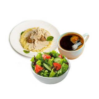 Свежий салат, говяжьи котлеты по домашнему, американо (400 мл)