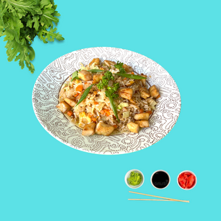 Arroz com Ovo e Frango