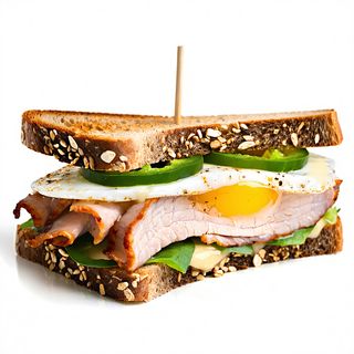 Bocadillo De Lomo, Queso, Pimiento Verde Y Huevo