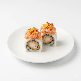 Roll Tempura De Gambas Con Tartar De Salmón Y Dorito (8 Pzs.)