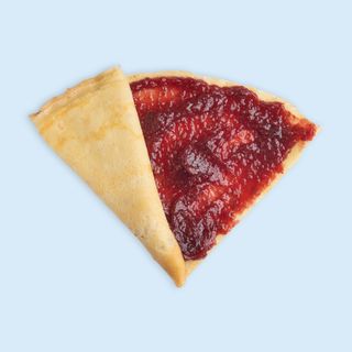 ვეგანური კრეპი ჟოლოს ჯემით