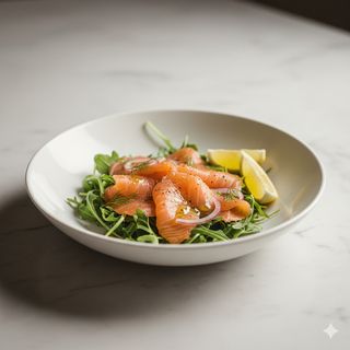 Salmone affumicato su letto di rucola