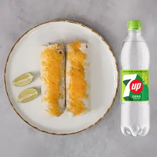 Mexican cheddar tortilje+7UP 0,5l