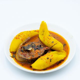 Catfish pepper soup and plantain