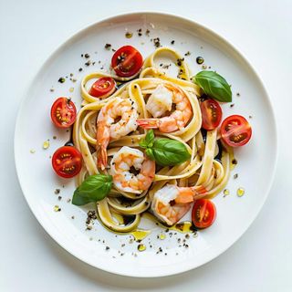 32. Linguine saltati con gamberetti