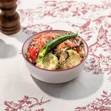 კიტრი პომინდვრის სალათი ნიგვზით