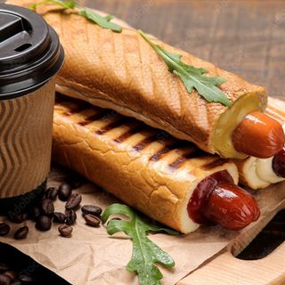 Французський сніданок (Хот дог та кава)