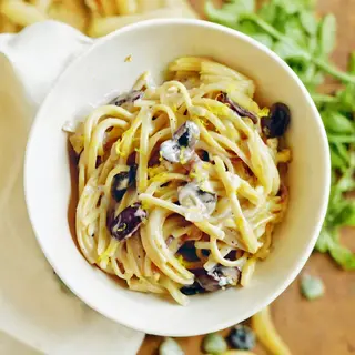 Spaghetti Panna Prosciuto Funghi