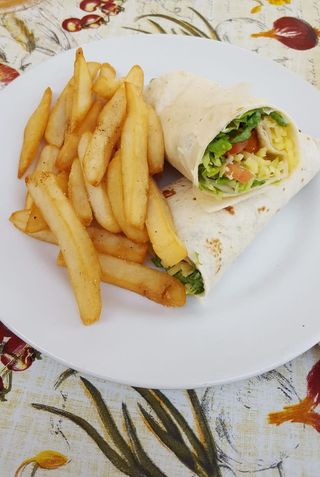 Chicken Rolls with Chips & Salad