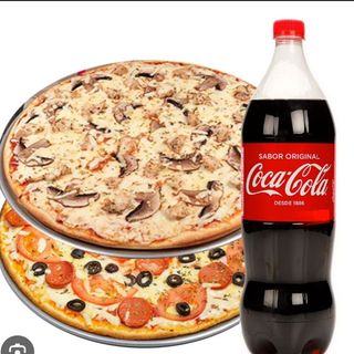 2 Pizza Familiar (40cm) 1 Cola grande ( 1.25)