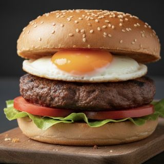 Hamburguesa de carne de vacuno 100% con huevo