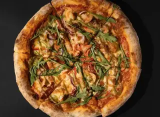 Pizza with shrimps