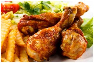 Chips and deep fried Chicken