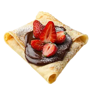 Crepe Fresas Con Chocolate Caliente