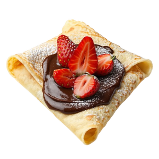 Crepe Fresas Con Chocolate Caliente