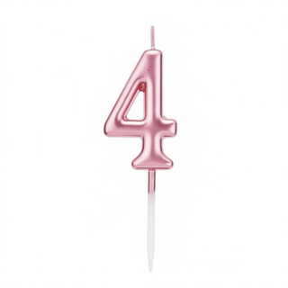 Vela número "4" rosa