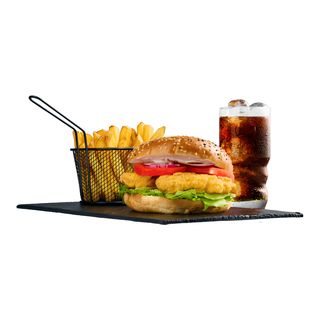 Zestaw Crispy Chicken Burger z frytkami i napojem