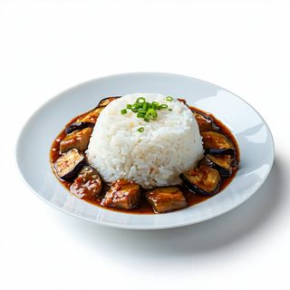 Arroz Blanco Con Berenjena Y Salsa Yuxian
