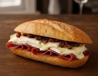 Bocadillo de jamón serrano con queso brie fundido 