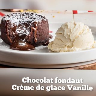 Fondant au chocolat et crème vanille 