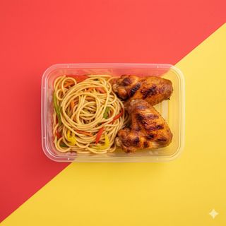 Pepper Spaghetti + Chicken Wings (2Pcs)