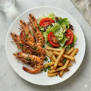 Gambas A La Plancha Y Ensalada (6 Uds.)