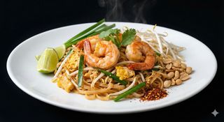 43. Spaghetti di riso con gamberi