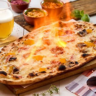 Pizza Carbonara en flames