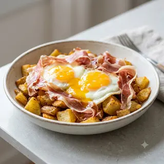 Plato De Huevos Rotos Con Jamón