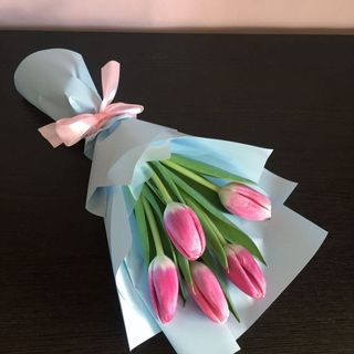 Buchet 5 lalele roz/mov