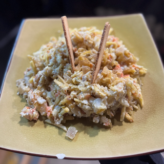 Revuelto de Bacalao y Salmón Marinado 