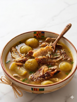 Sopa Con Pescado Ahumado Y Berenjenas
