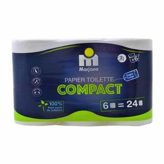 Papier toilette blanc compact 2 plis x6pcs - MARJANE