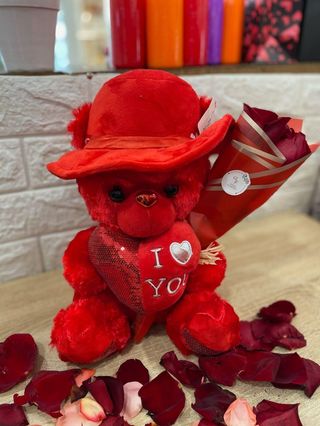 Peluche Avec Rose (Moyen) 